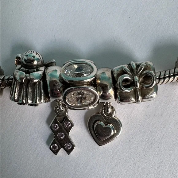 Pandora Silver Charm Bracelet w/charms - Picture 4 of 8